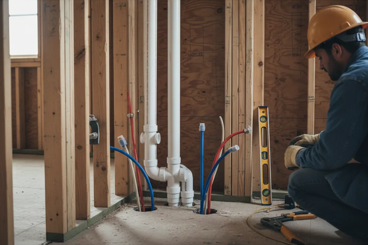 Drain and supply rough-in during Toilet Repair and Installation in Herreid